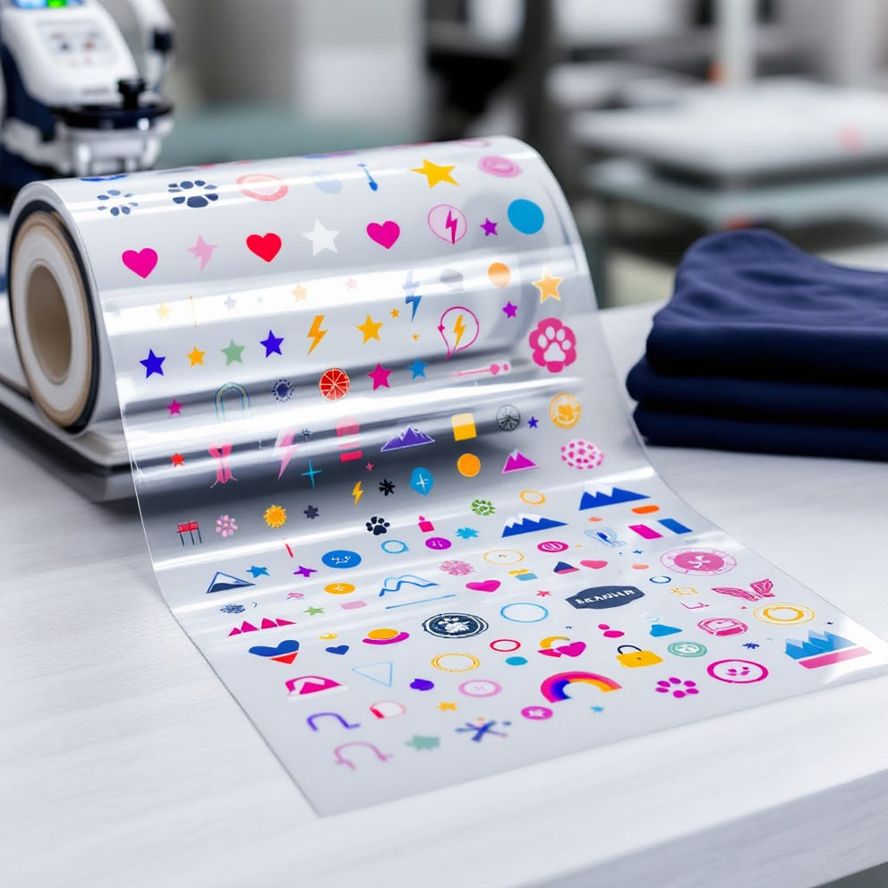 UV-DTF-Transfers als Meterware auf der Rolle